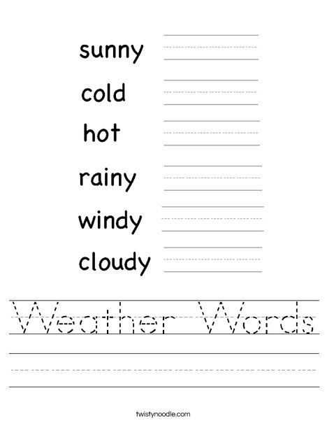 Weather Words Worksheet Image