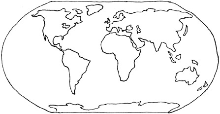 World Map Coloring Page Image