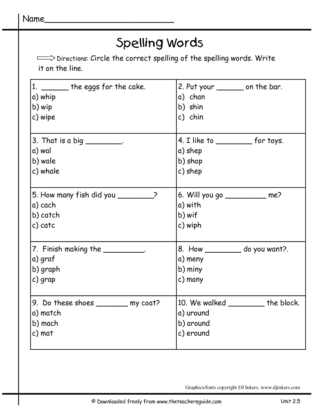 19 Best Images of First Grade Spelling Test Worksheets - 1st Grade ...