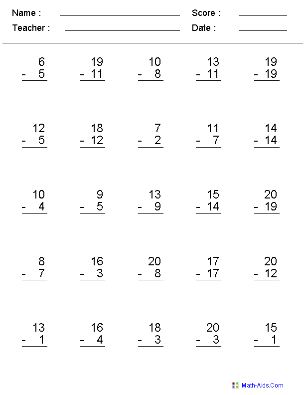 2nd Grade Math Subtraction Worksheets