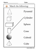 3D Shapes Matching Worksheet
