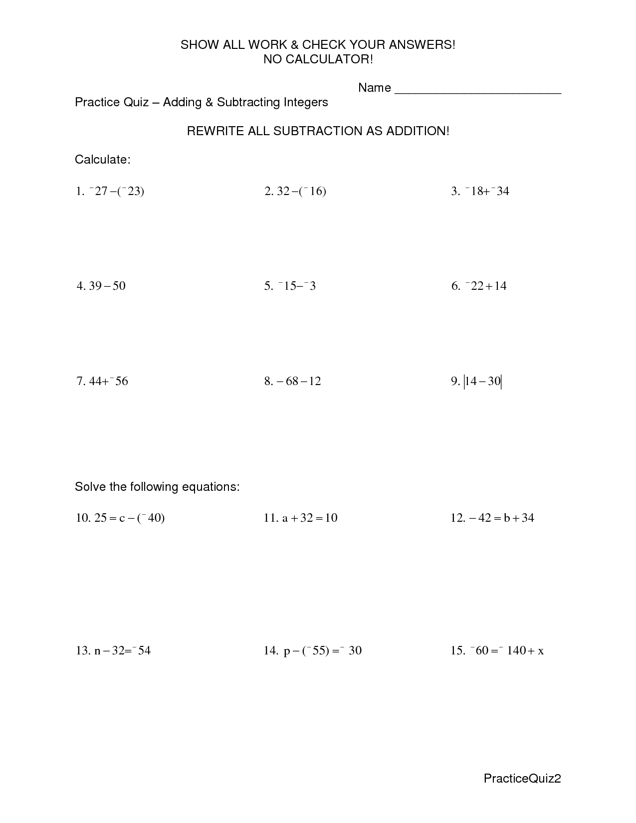 14 Adding And Subtracting Integers Worksheet /