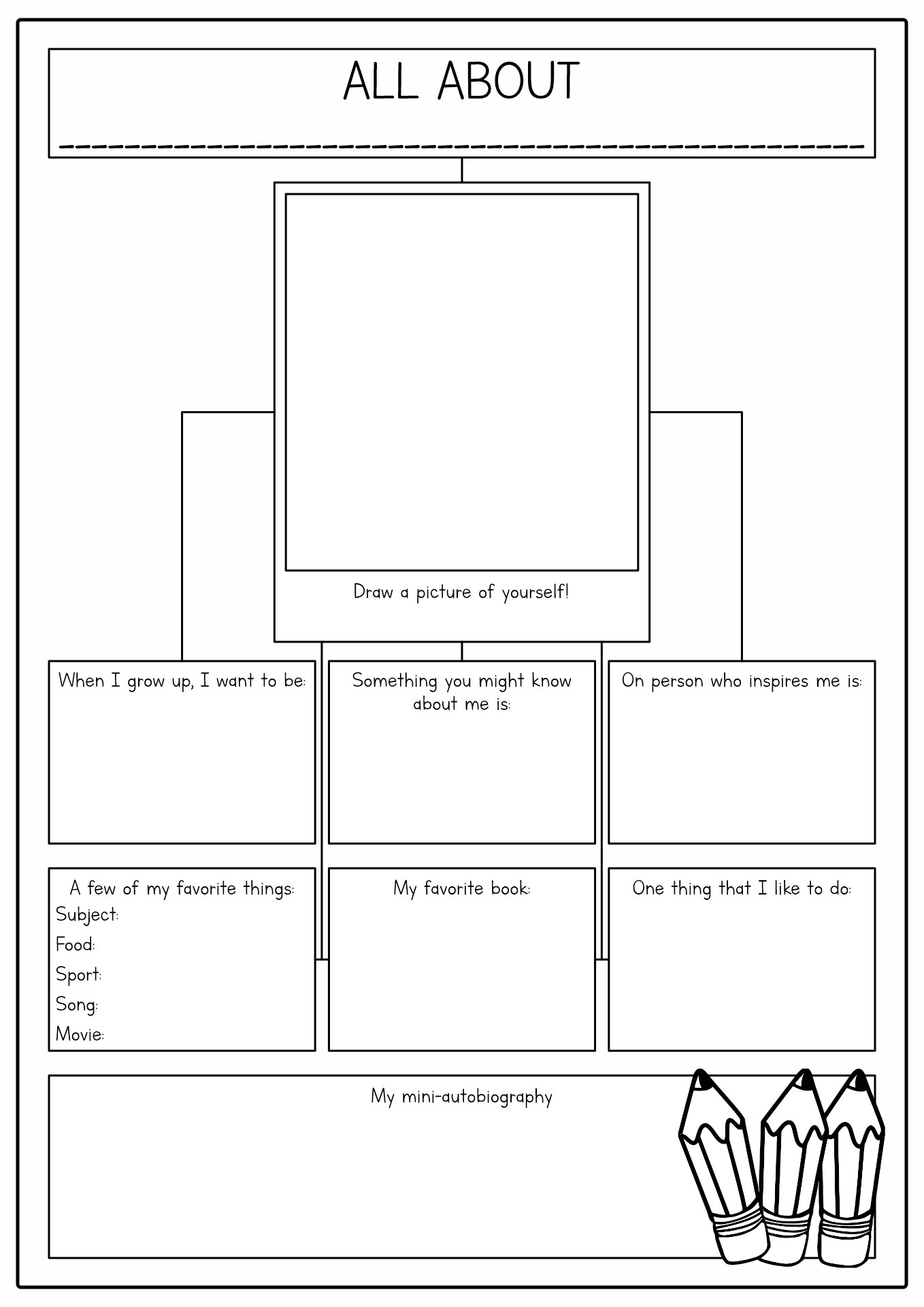 All About Me Graphic Organizer Image