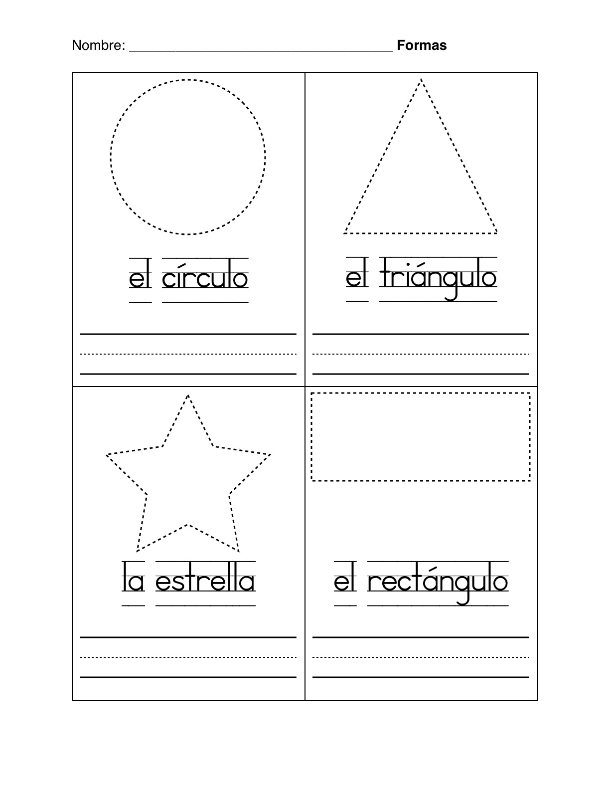 Basic Spanish Shapes Worksheets Image