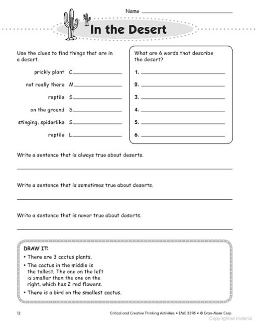 creative and critical thinking worksheets