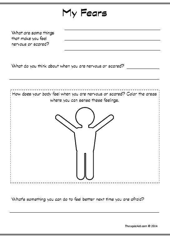 Fear and Anxiety Worksheets for Children Image