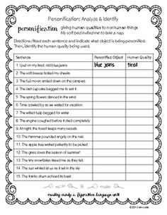 Figurative Language Worksheets 4th Grade Image