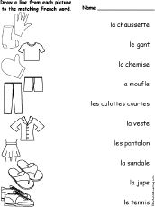 French Clothing Worksheet Image