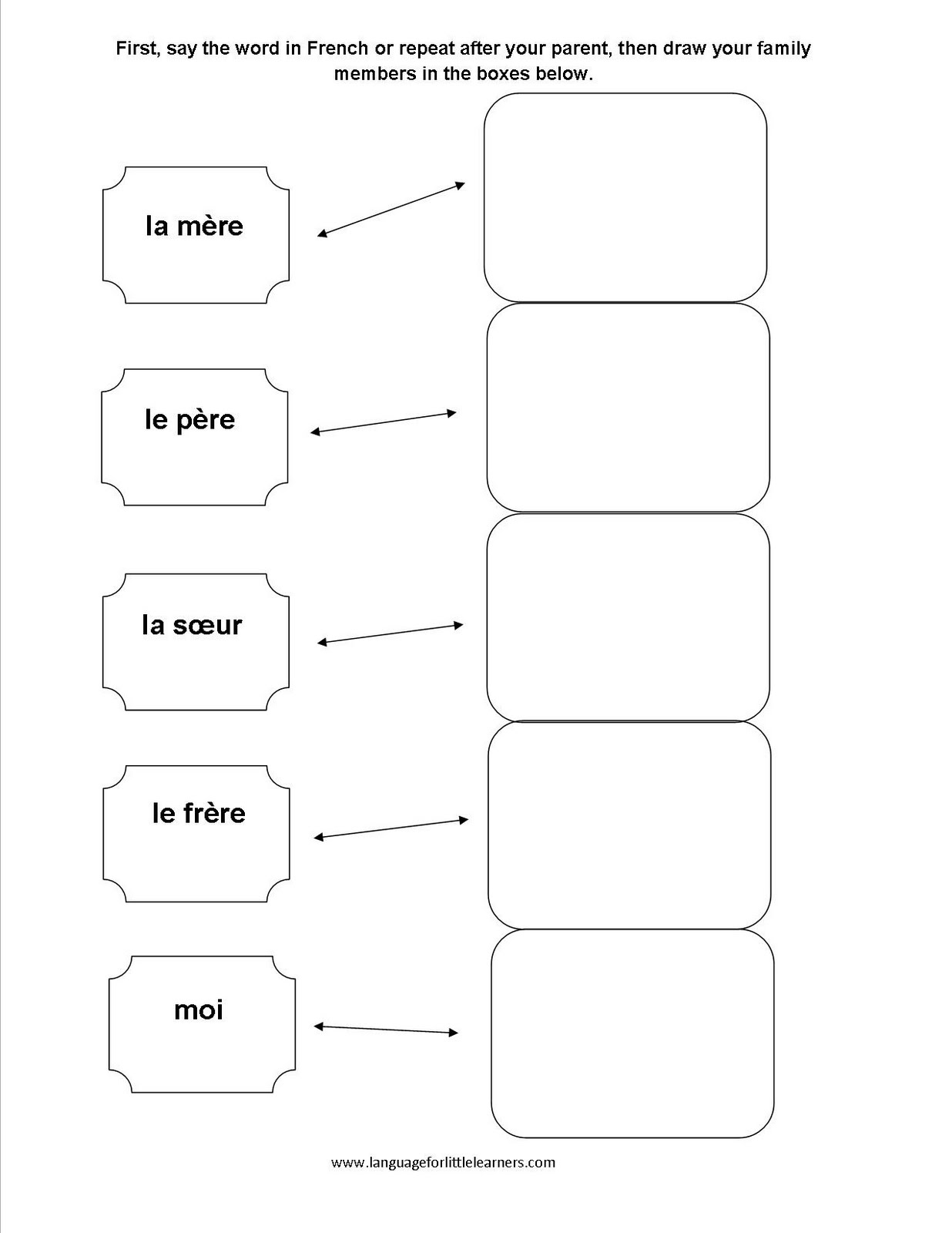 French Family Members Worksheets Image