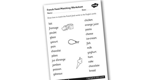 French Food Vocabulary Worksheets Image