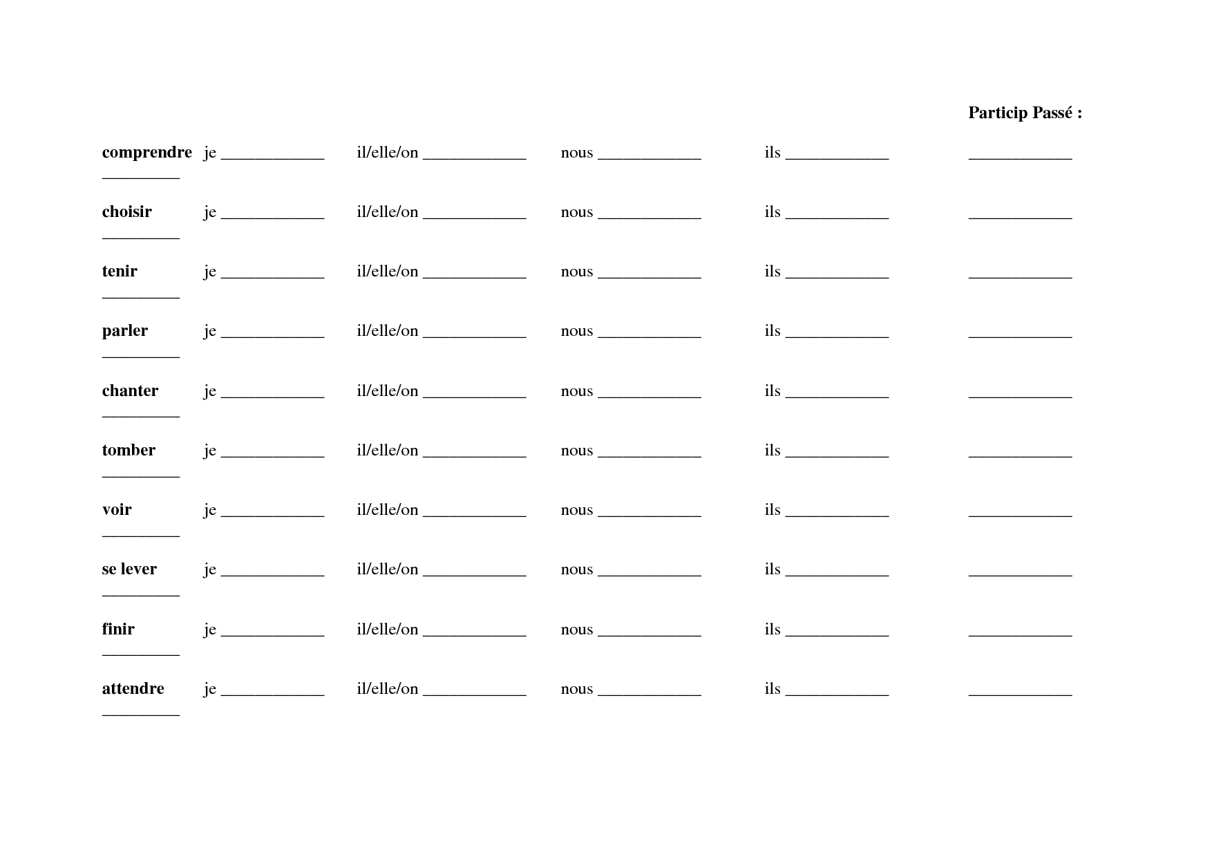French Verb Practice Worksheets Image