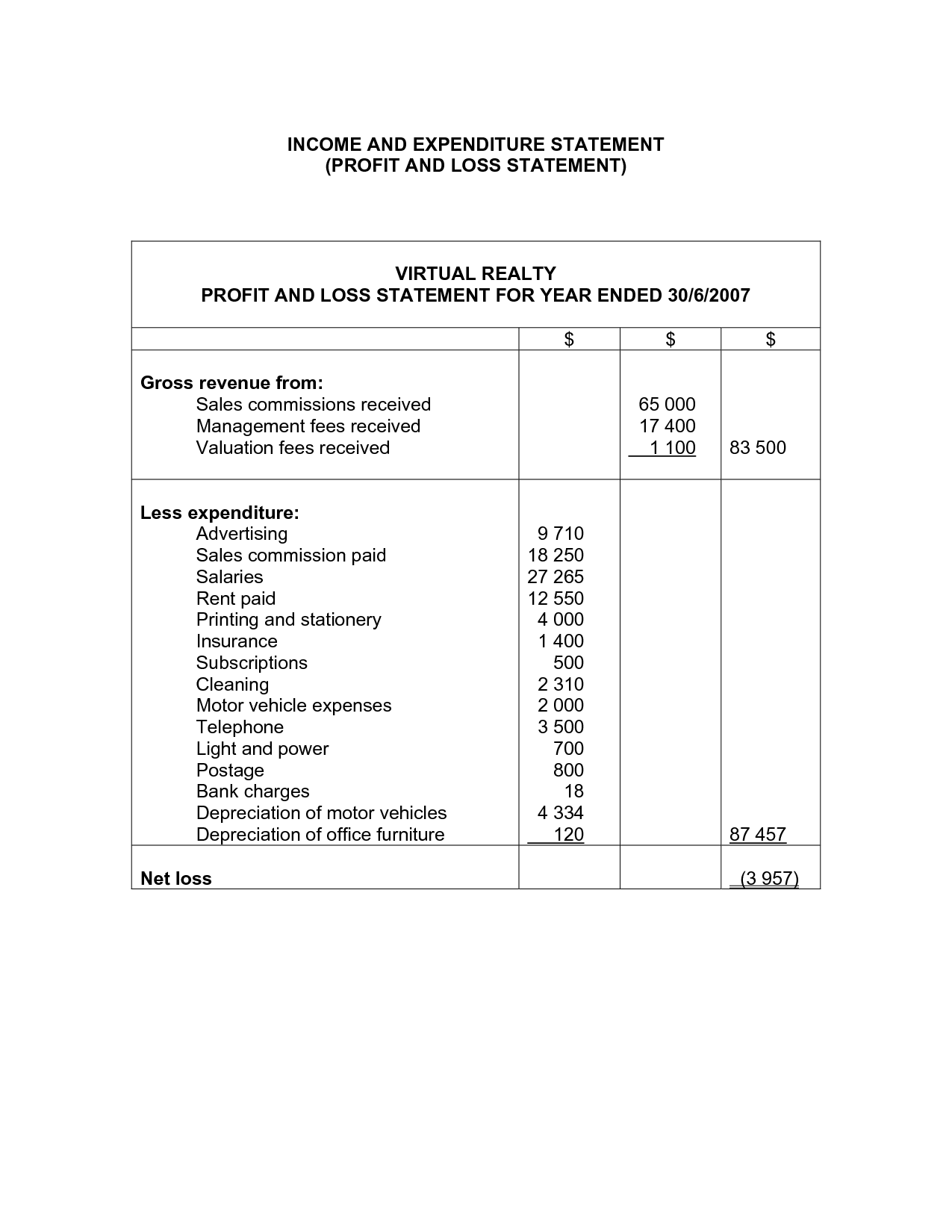 Income and Expenditure Statement Image
