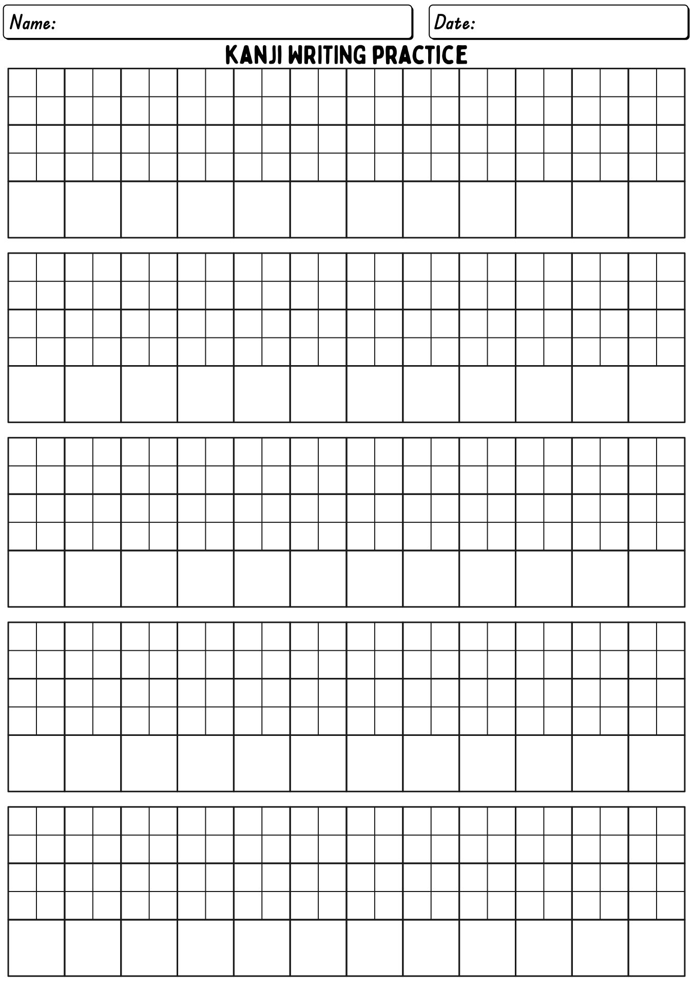 15 Best Images Of Japanese Practice Worksheets Blank Kanji Practice ...