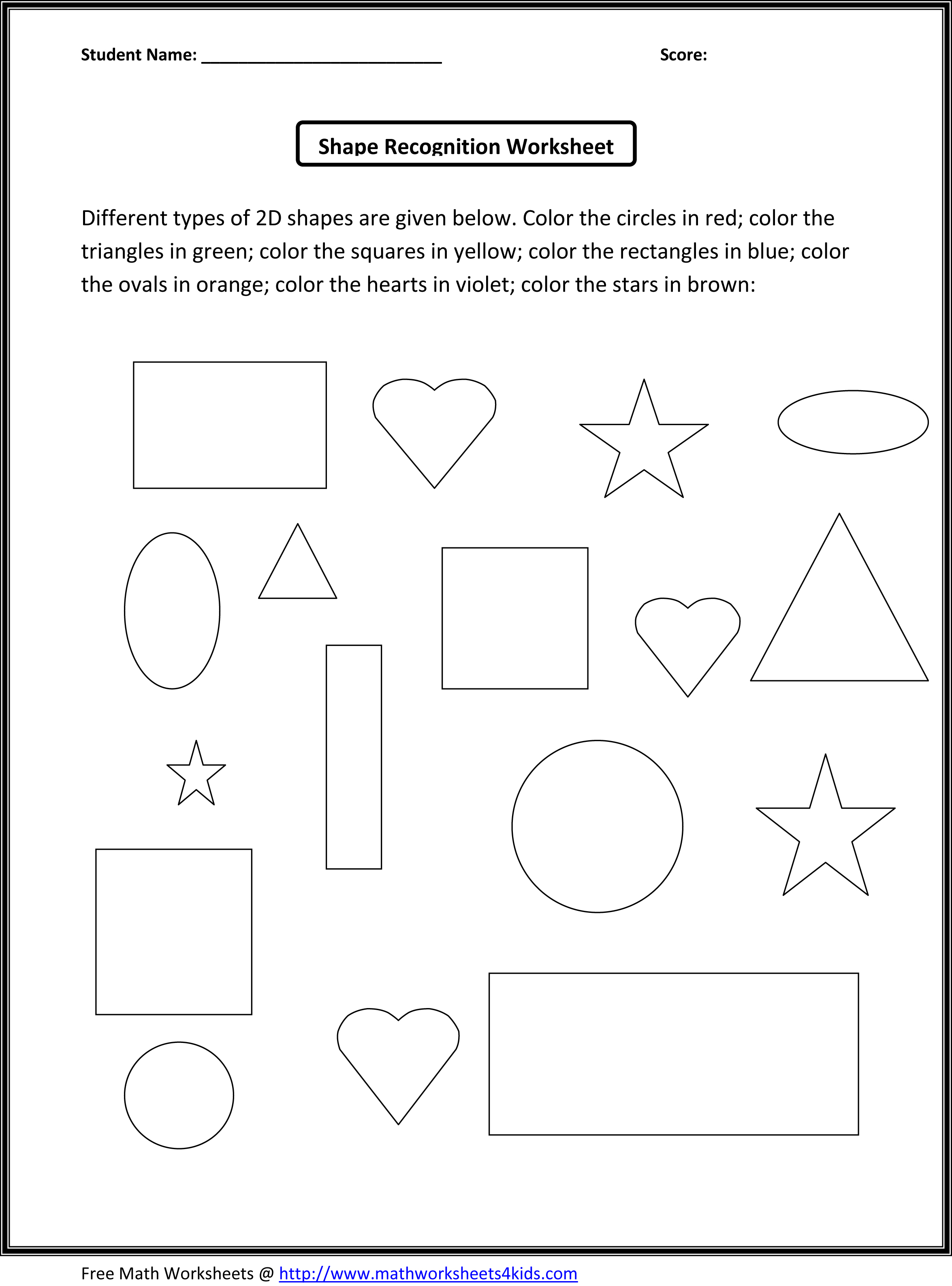 Kindergarten Math Shapes Worksheets