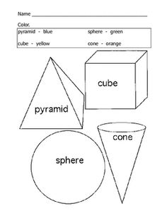 Kindergarten Worksheets 3D Shapes Printables