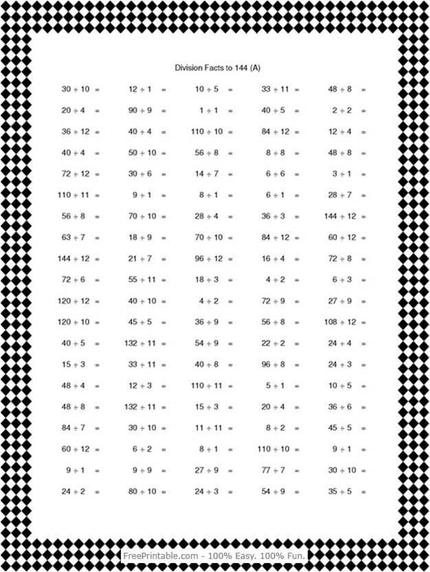 Math Division Worksheets 100 Problems