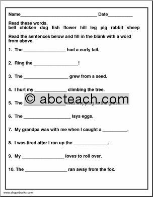 Nouns Kindergarten Worksheets Sentences Image