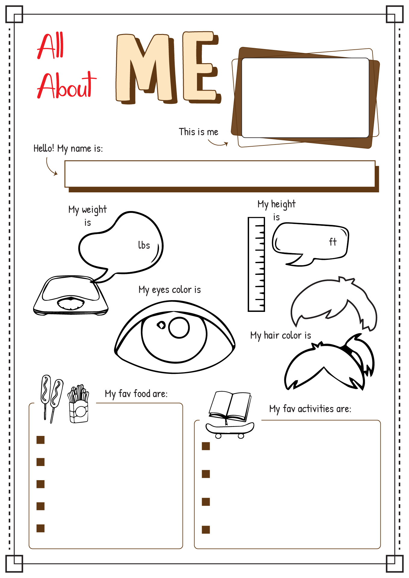 Preschool All About Me Worksheets Printables
