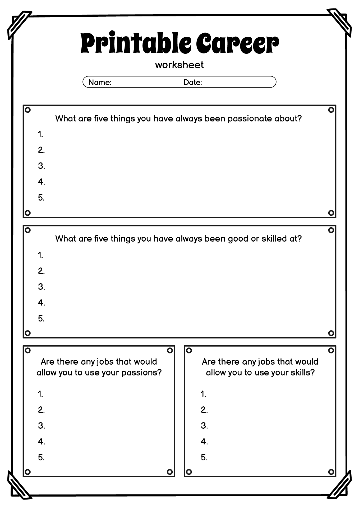 career research worksheet pdf