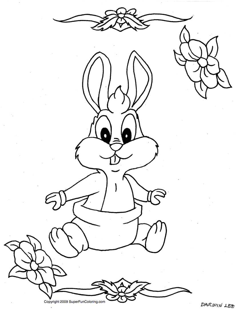 Printable Cartoon Coloring Pages of Baby Bunnies Image