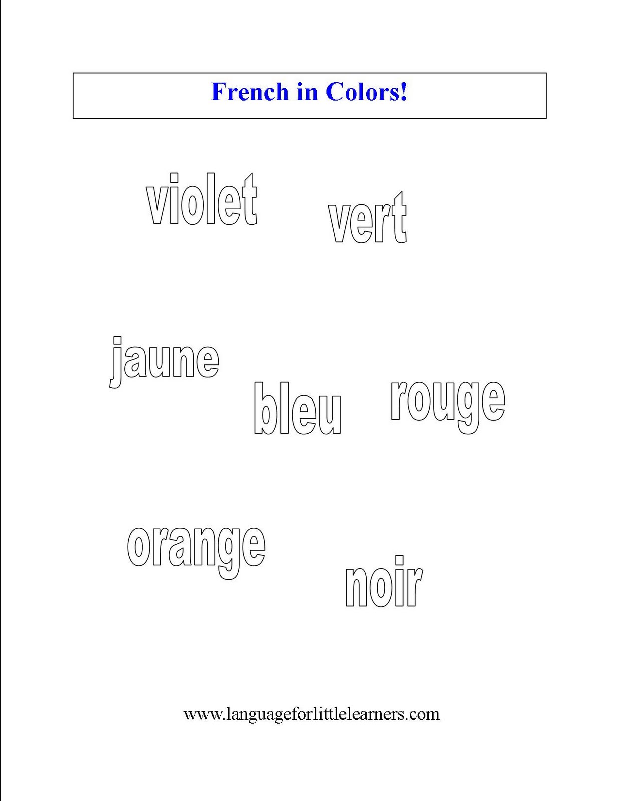 Printable French Color Worksheet Image