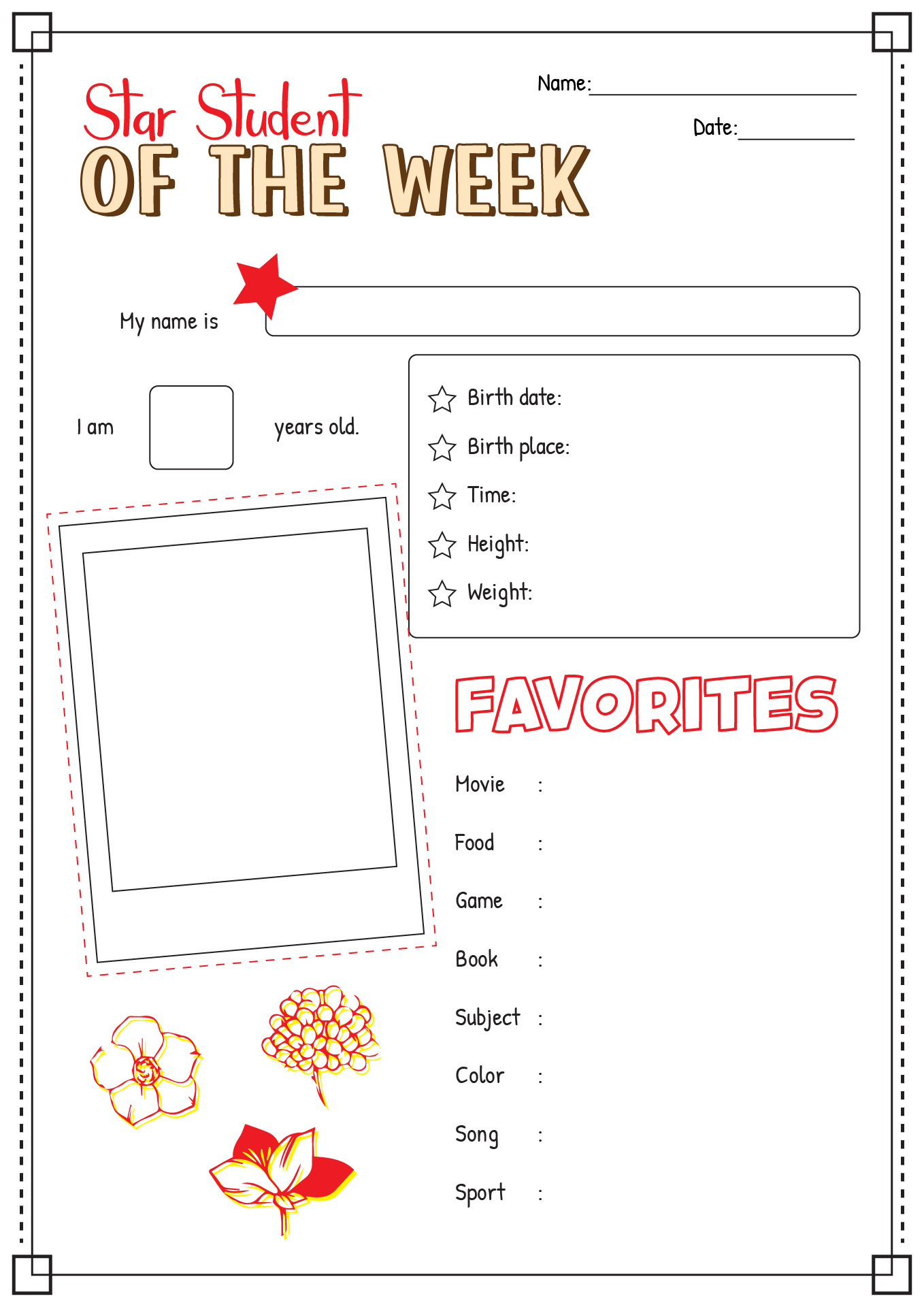 10 Star Student Printable Worksheet Worksheeto