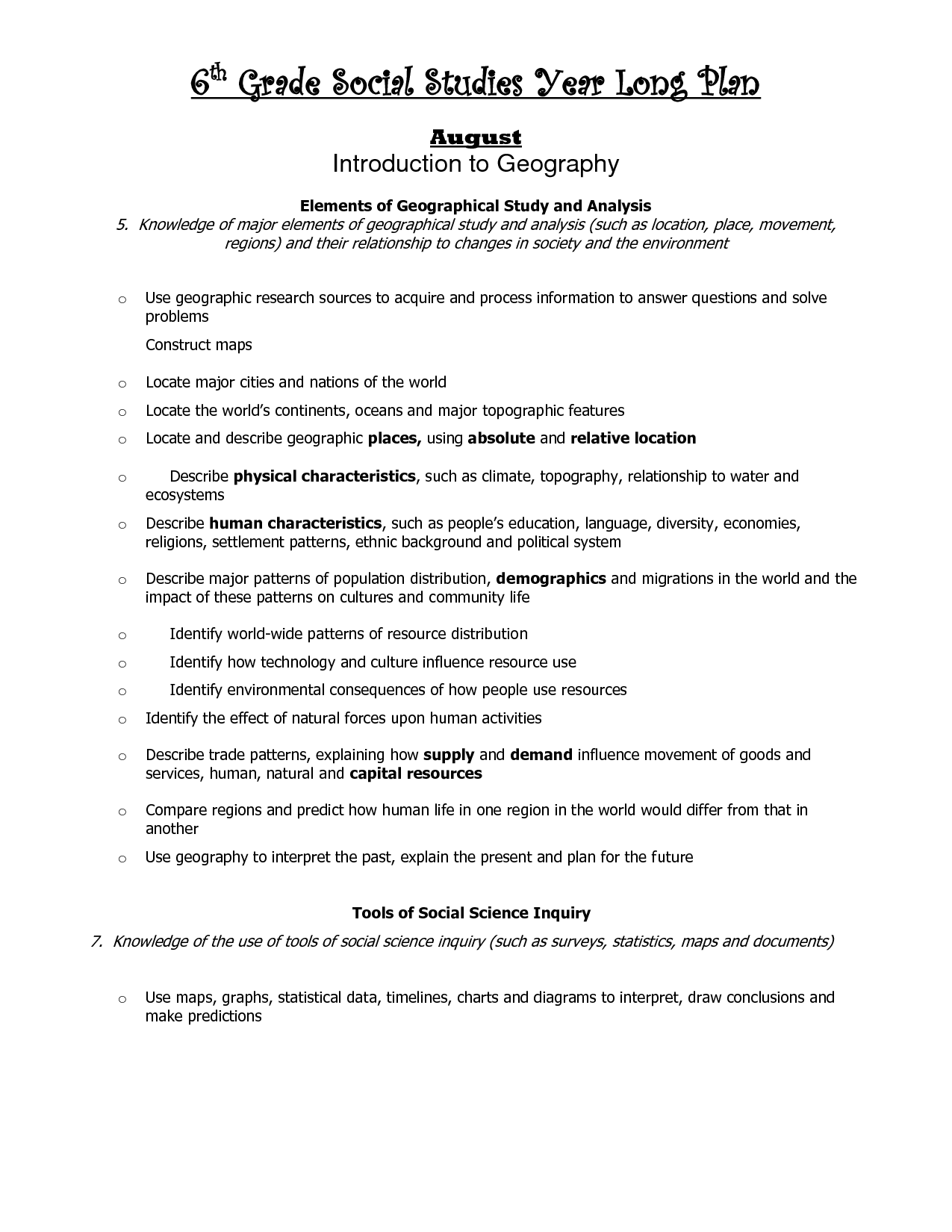 6th Grade Social Studies Worksheets