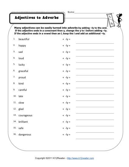 Adjectives and Adverbs Worksheets Image