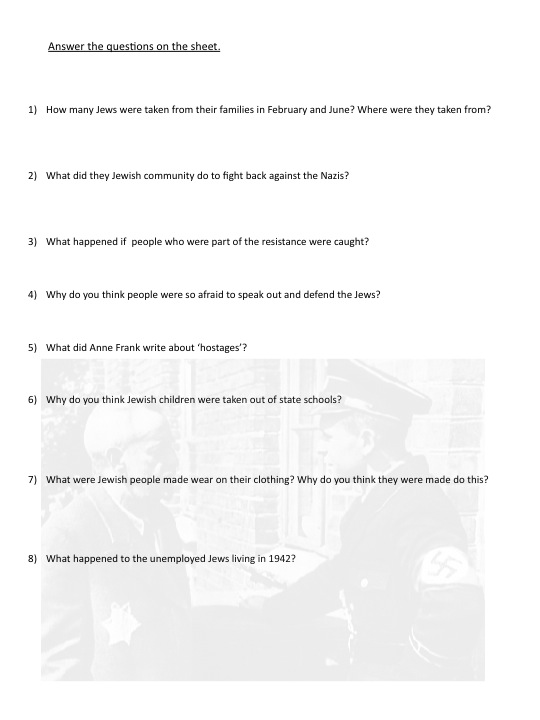 Anne Frank Worksheet Answers Image
