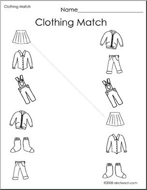 Clothes Matching Worksheets Image