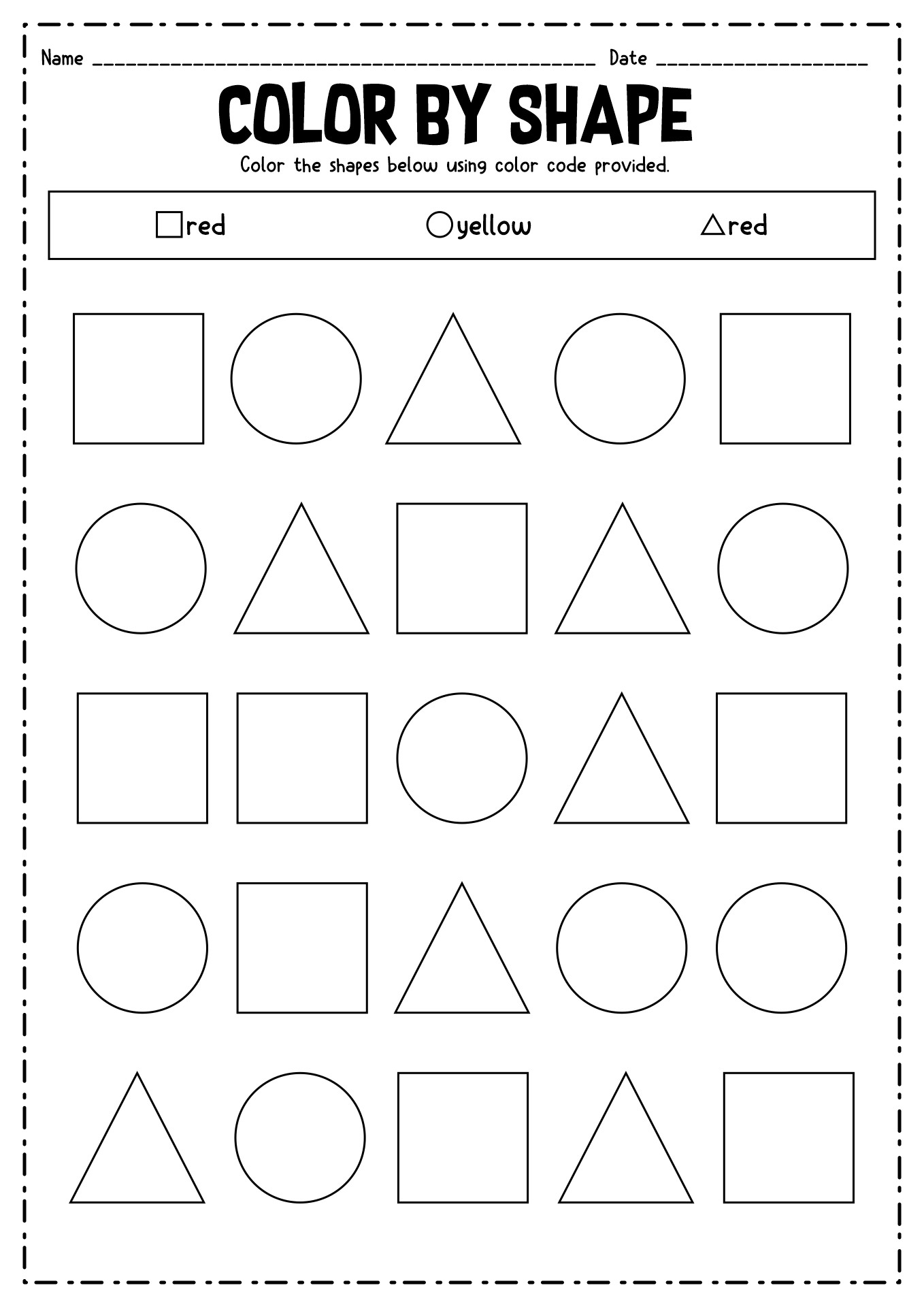 Color by Square and Circle Shape