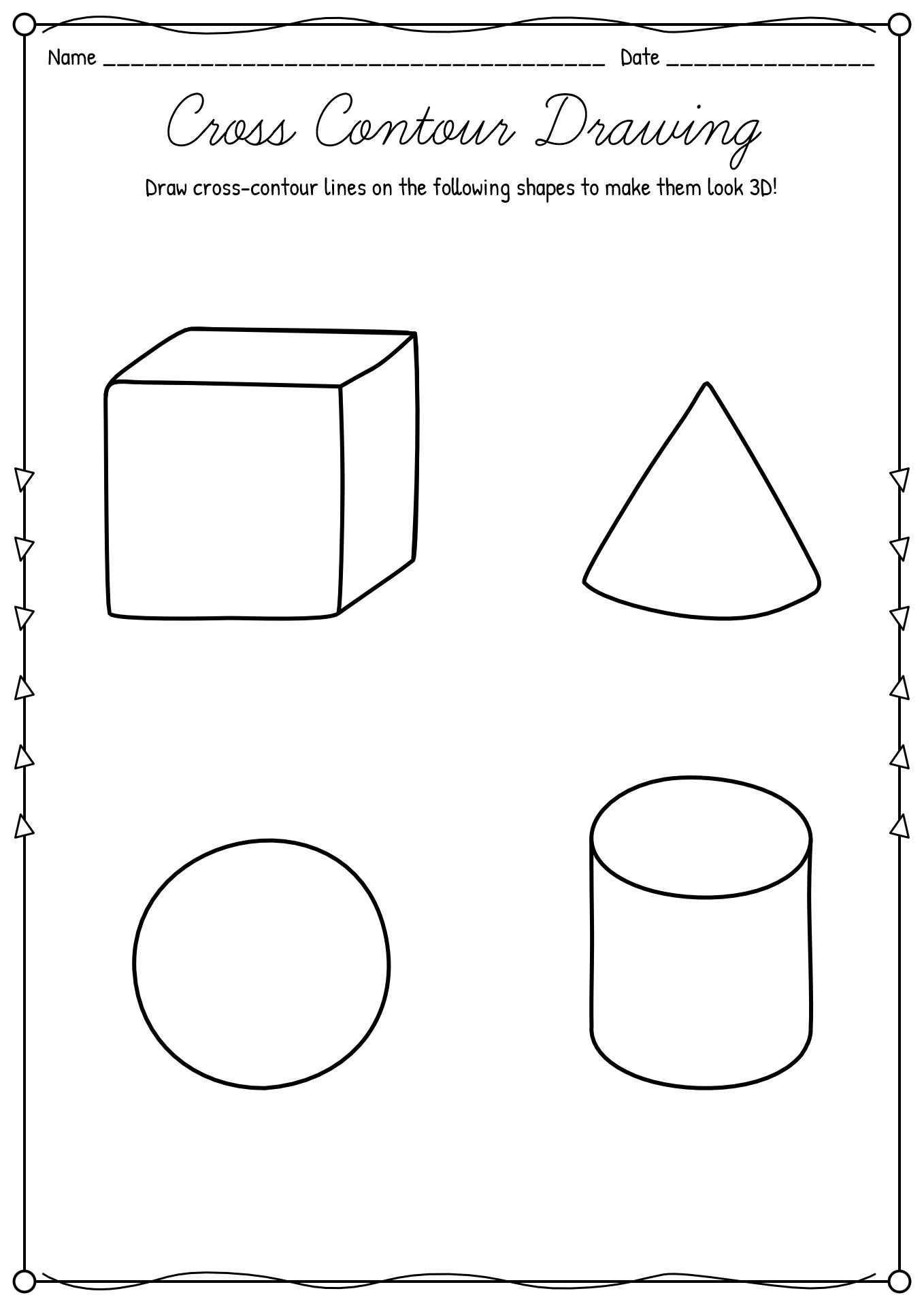 Cross Contour Line Drawing Worksheets