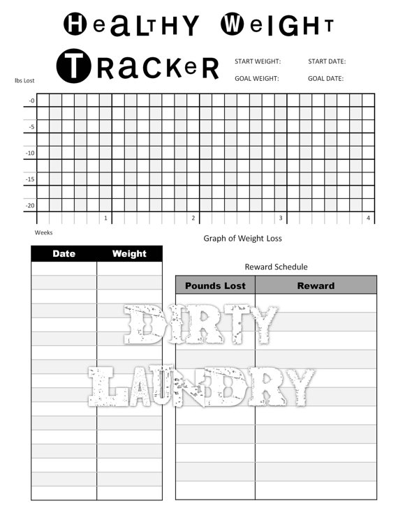 Diet and Exercise Tracker Printable Image