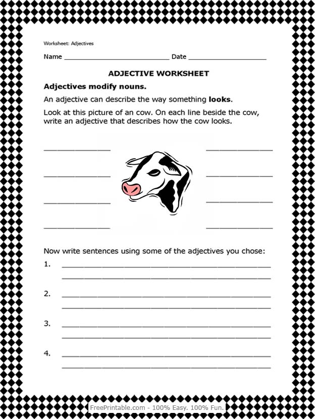 Free Printable Adjective Worksheets Image