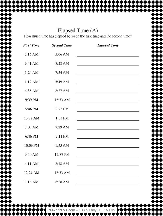 Free Printable Time Test Worksheets Image