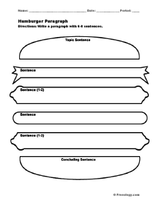 Hamburger Paragraph Writing Worksheet Image