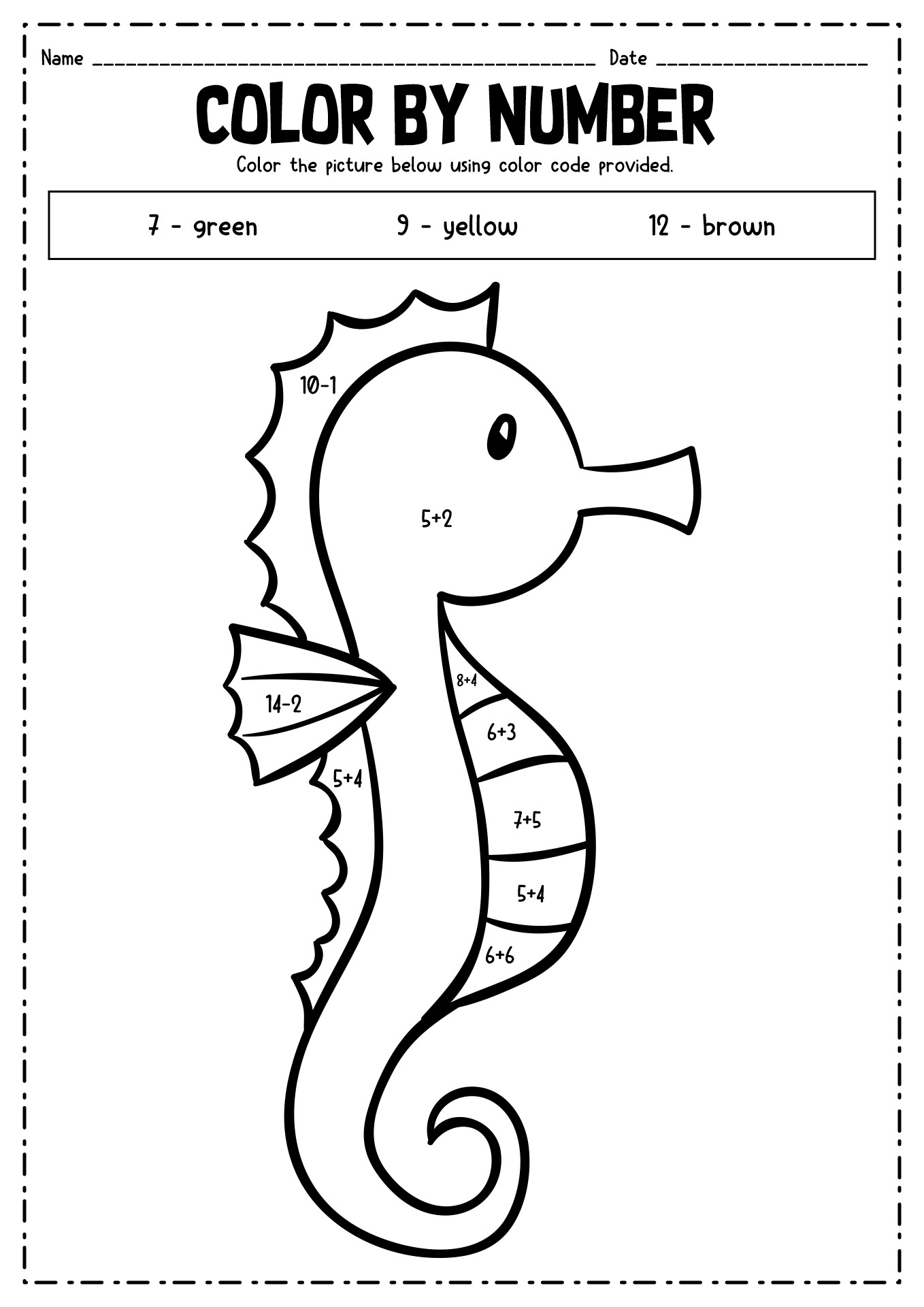 Math Addition Color by Number