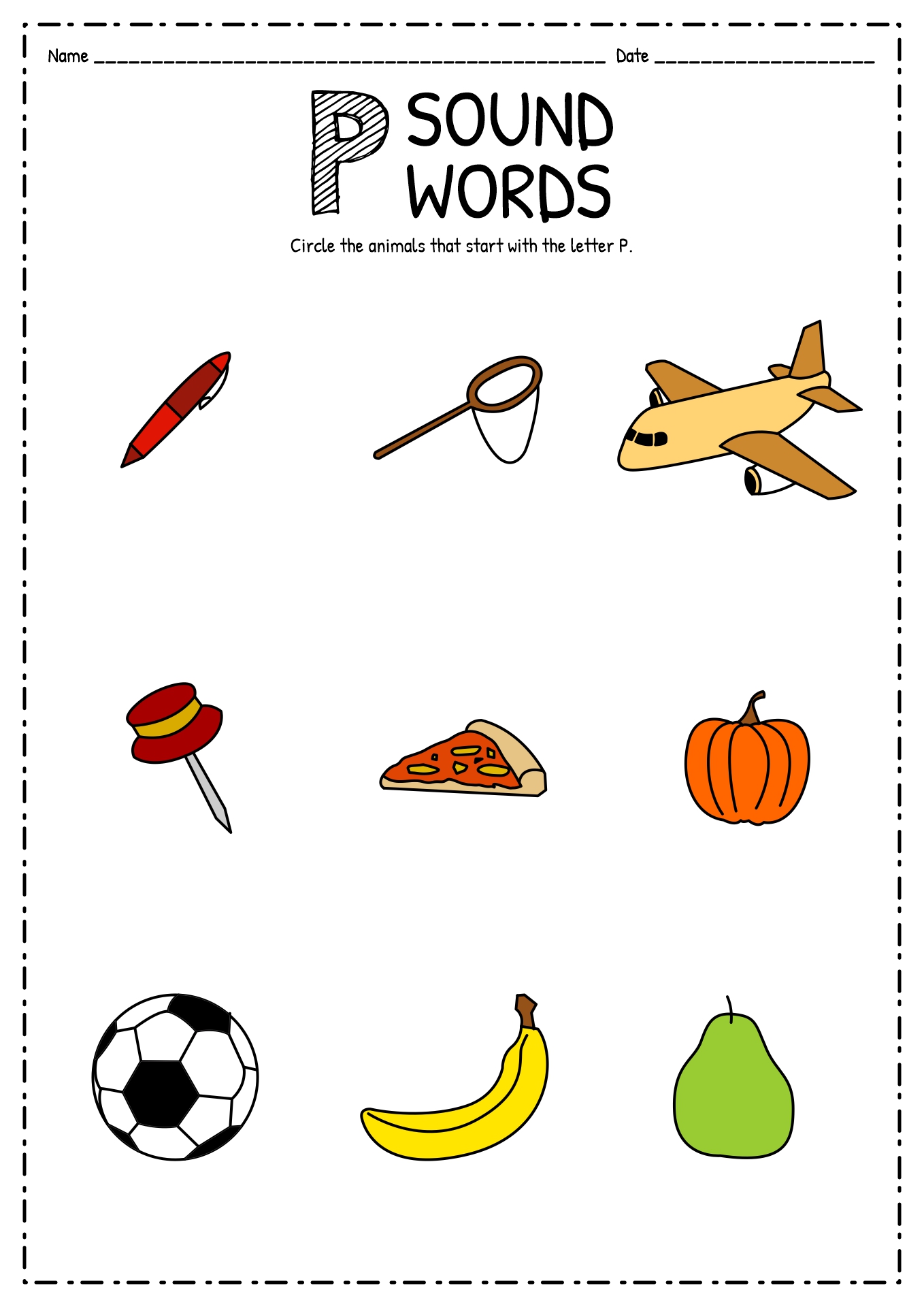 P Sound Words Worksheet
