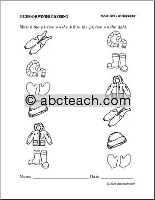 Preschool Winter Clothing Worksheet Image