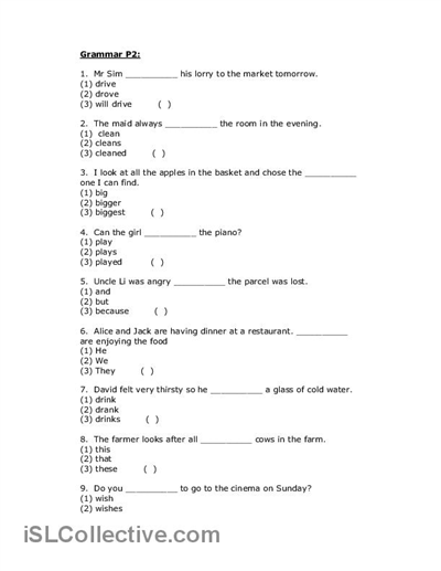 4th Grade Grammar Worksheets