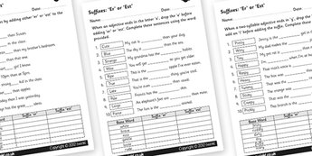 Suffixes ER and Est Worksheets