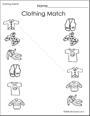 Winter Clothes Matching Worksheets for Kindergarten Image