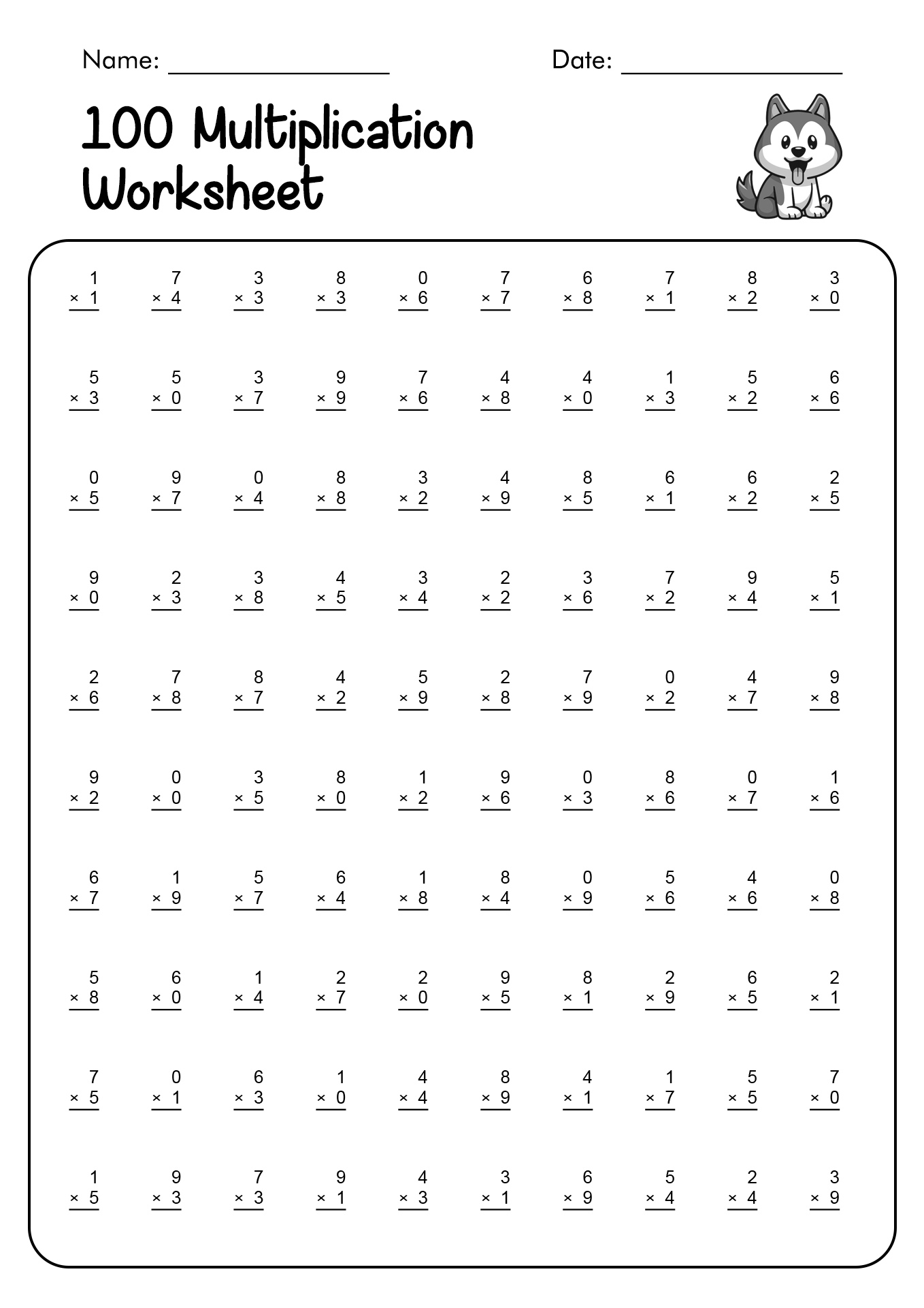 15 Printable Multiplication Worksheets 5S Worksheeto