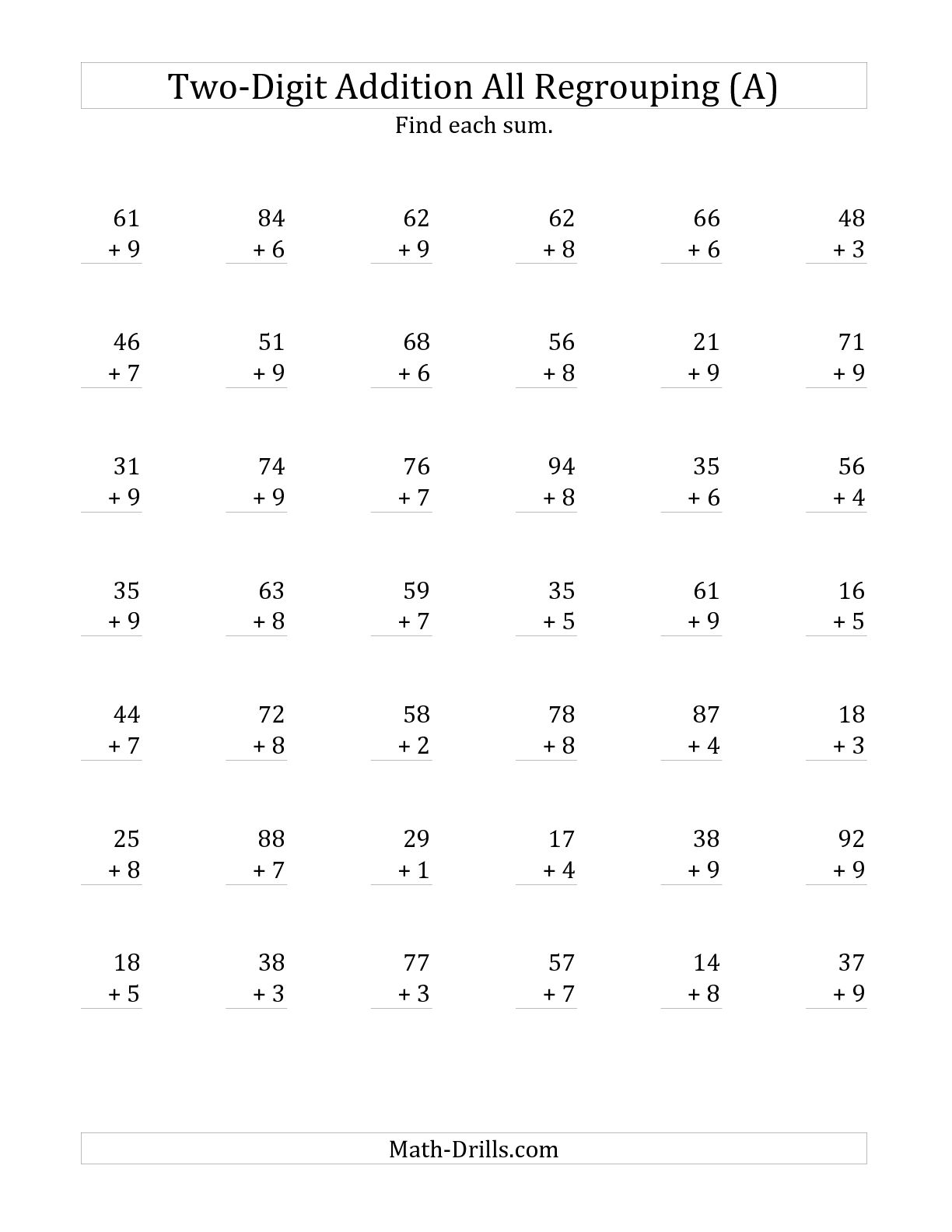 2-Digit Addition with Regrouping