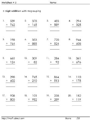 3-Digit Addition with Regrouping