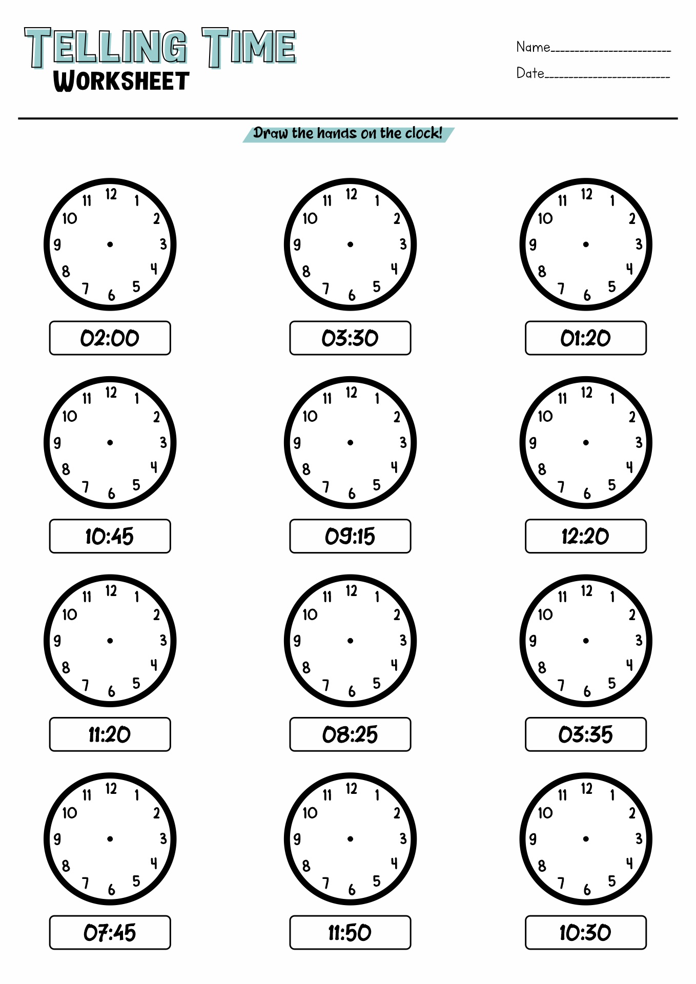 3rd Grade Math Worksheets Time Clock Image