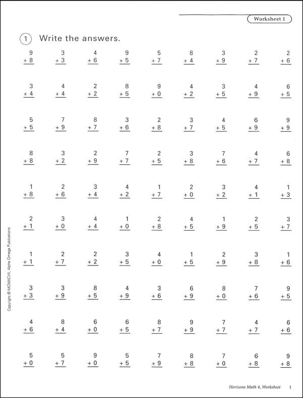 4th Grade Math Worksheet Packet