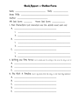5th Grade Book Report Outline Template Image