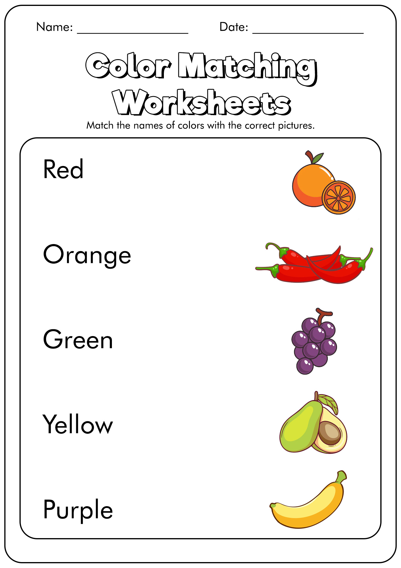 Activity Worksheets for Toddlers Basic Colors