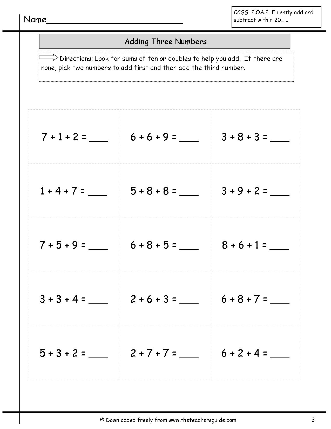 Adding 3-Digit Numbers Worksheets